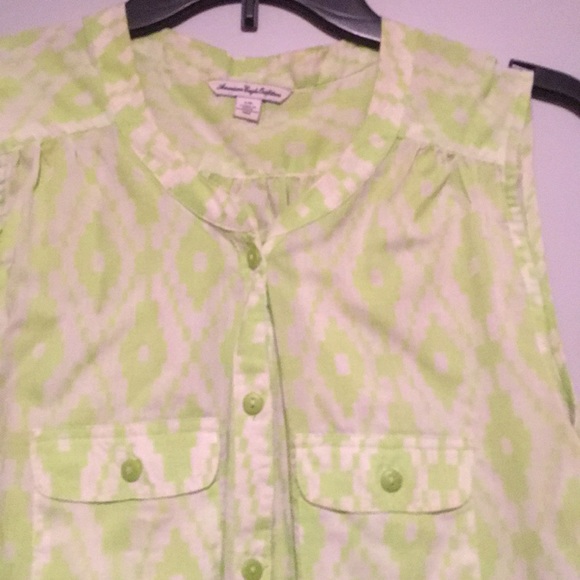 American Eagle green and white button tank - Picture 2 of 2